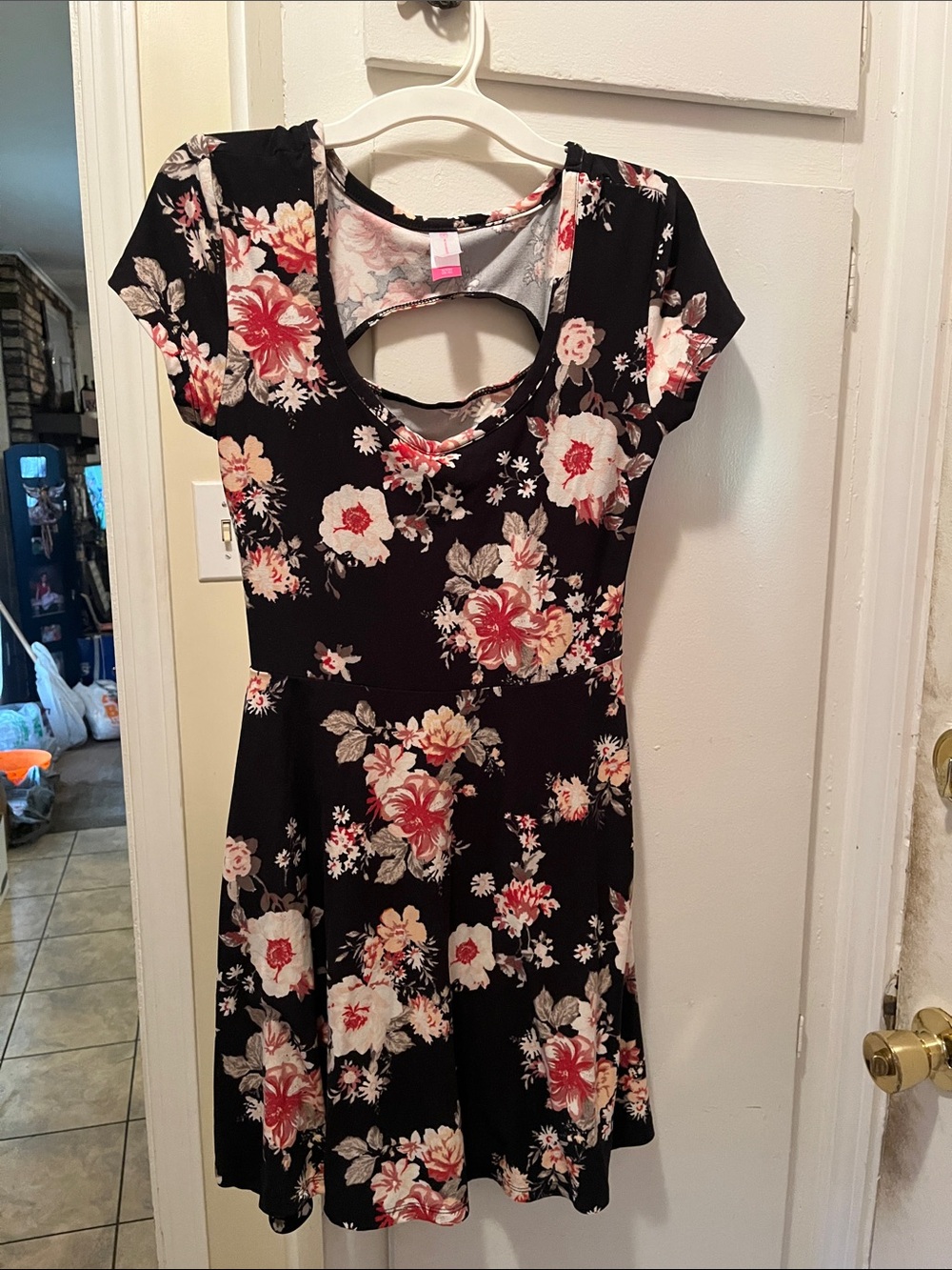 No Boundaries Black Floral Cutout Fit & Flare Dress